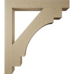 Ekena Millwork - BKTUR035X30X34MRC05RCPR - Timberthane Faux Wood Merced Style Bracket, Block Ends, 3 1/2"W x 30"D x 34"H, Primed Tan