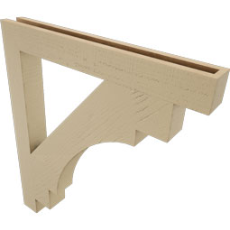 Ekena Millwork - BKTUR035X30X34MRC05RCPR - Timberthane Faux Wood Merced Style Bracket, Block Ends, 3 1/2"W x 30"D x 34"H, Primed Tan