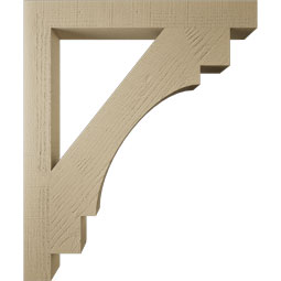 Ekena Millwork - BKTUR035X30X36MRC05RCPR - Timberthane Faux Wood Merced Style Bracket, Block Ends, 3 1/2"W x 30"D x 36"H, Primed Tan