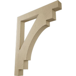 Ekena Millwork - BKTUR035X30X36MRC05RCPR - Timberthane Faux Wood Merced Style Bracket, Block Ends, 3 1/2"W x 30"D x 36"H, Primed Tan