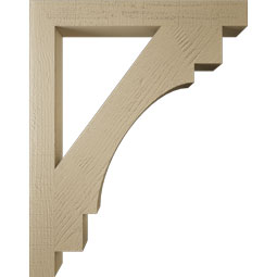 Ekena Millwork - BKTUR035X30X38MRC05RCPR - Timberthane Faux Wood Merced Style Bracket, Block Ends, 3 1/2"W x 30"D x 38"H, Primed Tan