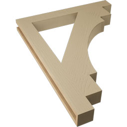 Ekena Millwork - BKTUR035X30X38MRC05RCPR - Timberthane Faux Wood Merced Style Bracket, Block Ends, 3 1/2"W x 30"D x 38"H, Primed Tan