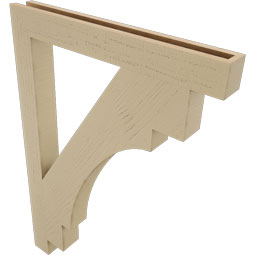 Ekena Millwork - BKTUR035X30X42MRC05RCPR - Timberthane Faux Wood Merced Style Bracket, Block Ends, 3 1/2"W x 30"D x 42"H, Primed Tan