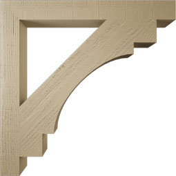 Ekena Millwork - BKTUR035X32X32MRC05RCPR - Timberthane Faux Wood Merced Style Bracket, Block Ends, 3 1/2"W x 32"D x 32"H, Primed Tan