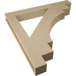 Ekena Millwork - BKTUR035X32X32MRC05RCPR - Timberthane Faux Wood Merced Style Bracket, Block Ends, 3 1/2"W x 32"D x 32"H, Primed Tan