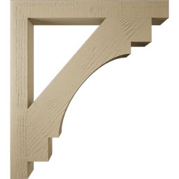 Ekena Millwork - BKTUR035X32X36MRC05RCPR - Timberthane Faux Wood Merced Style Bracket, Block Ends, 3 1/2"W x 32"D x 36"H, Primed Tan