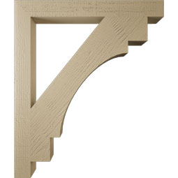 Ekena Millwork - BKTUR035X32X38MRC05RCPR - Timberthane Faux Wood Merced Style Bracket, Block Ends, 3 1/2"W x 32"D x 38"H, Primed Tan