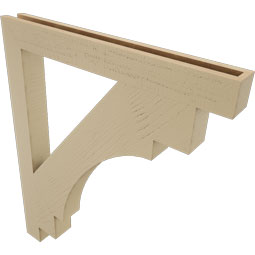 Ekena Millwork - BKTUR035X32X38MRC05RCPR - Timberthane Faux Wood Merced Style Bracket, Block Ends, 3 1/2"W x 32"D x 38"H, Primed Tan
