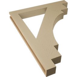 Ekena Millwork - BKTUR035X32X40MRC05RCPR - Timberthane Faux Wood Merced Style Bracket, Block Ends, 3 1/2"W x 32"D x 40"H, Primed Tan