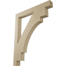 Ekena Millwork - BKTUR035X32X40MRC05RCPR - Timberthane Faux Wood Merced Style Bracket, Block Ends, 3 1/2"W x 32"D x 40"H, Primed Tan
