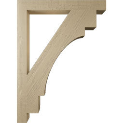 Ekena Millwork - BKTUR035X32X44MRC05RCPR - Timberthane Faux Wood Merced Style Bracket, Block Ends, 3 1/2"W x 32"D x 44"H, Primed Tan