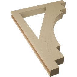 Ekena Millwork - BKTUR035X32X44MRC05RCPR - Timberthane Faux Wood Merced Style Bracket, Block Ends, 3 1/2"W x 32"D x 44"H, Primed Tan