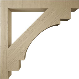 Ekena Millwork - BKTUR035X34X34MRC05RCPR - Timberthane Faux Wood Merced Style Bracket, Block Ends, 3 1/2"W x 34"D x 34"H, Primed Tan