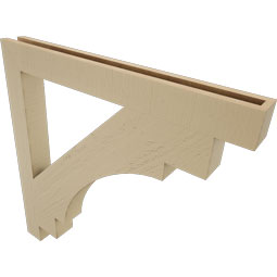 Ekena Millwork - BKTUR035X34X34MRC05RCPR - Timberthane Faux Wood Merced Style Bracket, Block Ends, 3 1/2"W x 34"D x 34"H, Primed Tan
