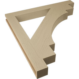 Ekena Millwork - BKTUR035X34X34MRC05RCPR - Timberthane Faux Wood Merced Style Bracket, Block Ends, 3 1/2"W x 34"D x 34"H, Primed Tan