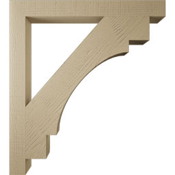 Ekena Millwork - BKTUR035X34X38MRC05RCPR - Timberthane Faux Wood Merced Style Bracket, Block Ends, 3 1/2"W x 34"D x 38"H, Primed Tan