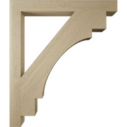 Ekena Millwork - BKTUR035X34X40MRC05RCPR - Timberthane Faux Wood Merced Style Bracket, Block Ends, 3 1/2"W x 34"D x 40"H, Primed Tan