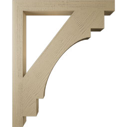 Ekena Millwork - BKTUR035X34X42MRC05RCPR - Timberthane Faux Wood Merced Style Bracket, Block Ends, 3 1/2"W x 34"D x 42"H, Primed Tan