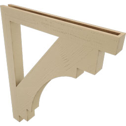 Ekena Millwork - BKTUR035X34X42MRC05RCPR - Timberthane Faux Wood Merced Style Bracket, Block Ends, 3 1/2"W x 34"D x 42"H, Primed Tan