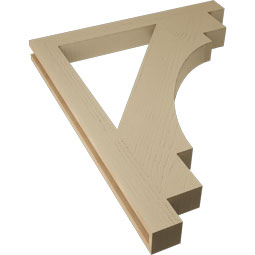 Ekena Millwork - BKTUR035X34X42MRC05RCPR - Timberthane Faux Wood Merced Style Bracket, Block Ends, 3 1/2"W x 34"D x 42"H, Primed Tan