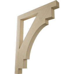 Ekena Millwork - BKTUR035X34X42MRC05RCPR - Timberthane Faux Wood Merced Style Bracket, Block Ends, 3 1/2"W x 34"D x 42"H, Primed Tan