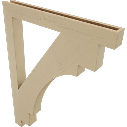 Ekena Millwork - BKTUR035X34X46MRC05RCPR - Timberthane Faux Wood Merced Style Bracket, Block Ends, 3 1/2"W x 34"D x 46"H, Primed Tan
