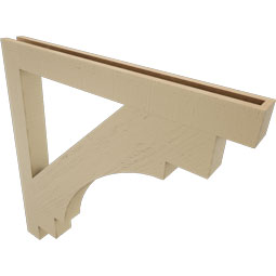 Ekena Millwork - BKTUR035X36X36MRC05RCPR - Timberthane Faux Wood Merced Style Bracket, Block Ends, 3 1/2"W x 36"D x 36"H, Primed Tan