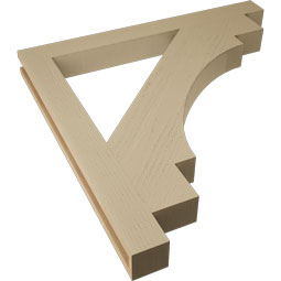 Ekena Millwork - BKTUR035X36X36MRC05RCPR - Timberthane Faux Wood Merced Style Bracket, Block Ends, 3 1/2"W x 36"D x 36"H, Primed Tan