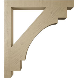 Ekena Millwork - BKTUR035X36X40MRC05RCPR - Timberthane Faux Wood Merced Style Bracket, Block Ends, 3 1/2"W x 36"D x 40"H, Primed Tan