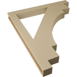 Ekena Millwork - BKTUR035X36X42MRC05RCPR - Timberthane Faux Wood Merced Style Bracket, Block Ends, 3 1/2"W x 36"D x 42"H, Primed Tan