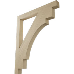 Ekena Millwork - BKTUR035X36X44MRC05RCPR - Timberthane Faux Wood Merced Style Bracket, Block Ends, 3 1/2"W x 36"D x 44"H, Primed Tan