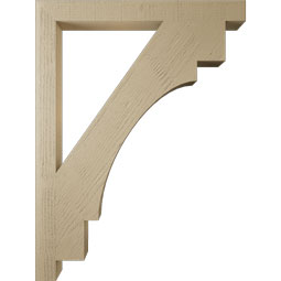 Ekena Millwork - BKTUR035X36X48MRC05RCPR - Timberthane Faux Wood Merced Style Bracket, Block Ends, 3 1/2"W x 36"D x 48"H, Primed Tan