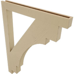 Ekena Millwork - BKTUR035X36X48MRC05RCPR - Timberthane Faux Wood Merced Style Bracket, Block Ends, 3 1/2"W x 36"D x 48"H, Primed Tan