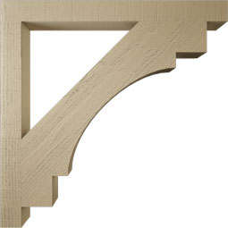 Ekena Millwork - BKTUR035X38X38MRC05RCPR - Timberthane Faux Wood Merced Style Bracket, Block Ends, 3 1/2"W x 38"D x 38"H, Primed Tan