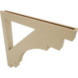 Ekena Millwork - BKTUR035X38X38MRC05RCPR - Timberthane Faux Wood Merced Style Bracket, Block Ends, 3 1/2"W x 38"D x 38"H, Primed Tan