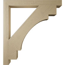 Ekena Millwork - BKTUR035X38X42MRC05RCPR - Timberthane Faux Wood Merced Style Bracket, Block Ends, 3 1/2"W x 38"D x 42"H, Primed Tan