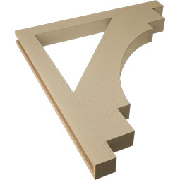 Ekena Millwork - BKTUR035X38X42MRC05RCPR - Timberthane Faux Wood Merced Style Bracket, Block Ends, 3 1/2"W x 38"D x 42"H, Primed Tan