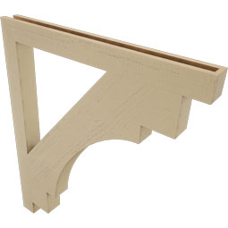 Ekena Millwork - BKTUR035X38X44MRC05RCPR - Timberthane Faux Wood Merced Style Bracket, Block Ends, 3 1/2"W x 38"D x 44"H, Primed Tan
