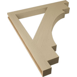Ekena Millwork - BKTUR035X38X44MRC05RCPR - Timberthane Faux Wood Merced Style Bracket, Block Ends, 3 1/2"W x 38"D x 44"H, Primed Tan