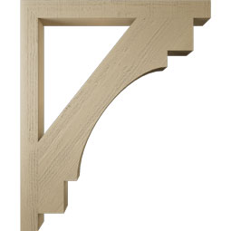 Ekena Millwork - BKTUR035X38X46MRC05RCPR - Timberthane Faux Wood Merced Style Bracket, Block Ends, 3 1/2"W x 38"D x 46"H, Primed Tan