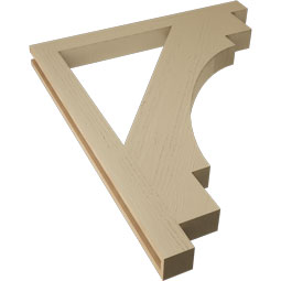 Ekena Millwork - BKTUR035X38X46MRC05RCPR - Timberthane Faux Wood Merced Style Bracket, Block Ends, 3 1/2"W x 38"D x 46"H, Primed Tan