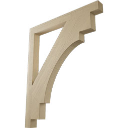 Ekena Millwork - BKTUR035X38X46MRC05RCPR - Timberthane Faux Wood Merced Style Bracket, Block Ends, 3 1/2"W x 38"D x 46"H, Primed Tan