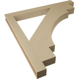 Ekena Millwork - BKTUR035X40X40MRC05RCPR - Timberthane Faux Wood Merced Style Bracket, Block Ends, 3 1/2"W x 40"D x 40"H, Primed Tan