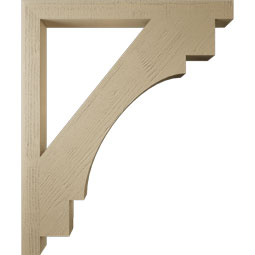 Ekena Millwork - BKTUR035X40X48MRC05RCPR - Timberthane Faux Wood Merced Style Bracket, Block Ends, 3 1/2"W x 40"D x 48"H, Primed Tan
