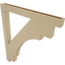 Ekena Millwork - BKTUR035X40X48MRC05RCPR - Timberthane Faux Wood Merced Style Bracket, Block Ends, 3 1/2"W x 40"D x 48"H, Primed Tan