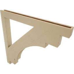 Ekena Millwork - BKTUR035X42X42MRC05RCPR - Timberthane Faux Wood Merced Style Bracket, Block Ends, 3 1/2"W x 42"D x 42"H, Primed Tan