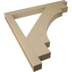 Ekena Millwork - BKTUR035X42X42MRC05RCPR - Timberthane Faux Wood Merced Style Bracket, Block Ends, 3 1/2"W x 42"D x 42"H, Primed Tan