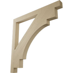 Ekena Millwork - BKTUR035X42X42MRC05RCPR - Timberthane Faux Wood Merced Style Bracket, Block Ends, 3 1/2"W x 42"D x 42"H, Primed Tan