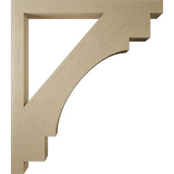 Ekena Millwork - BKTUR035X42X48MRC05RCPR - Timberthane Faux Wood Merced Style Bracket, Block Ends, 3 1/2"W x 42"D x 48"H, Primed Tan