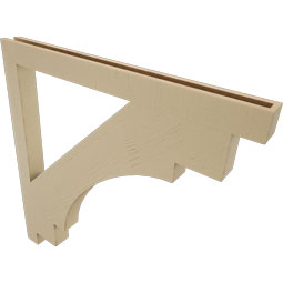 Ekena Millwork - BKTUR035X44X44MRC05RCPR - Timberthane Faux Wood Merced Style Bracket, Block Ends, 3 1/2"W x 44"D x 44"H, Primed Tan